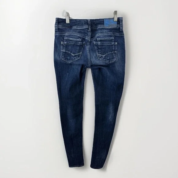 Bershka Jeans Women's EUR 38/US 8 (27x31) Blue Low Rise Straight Distressed - Picture 2 of 13